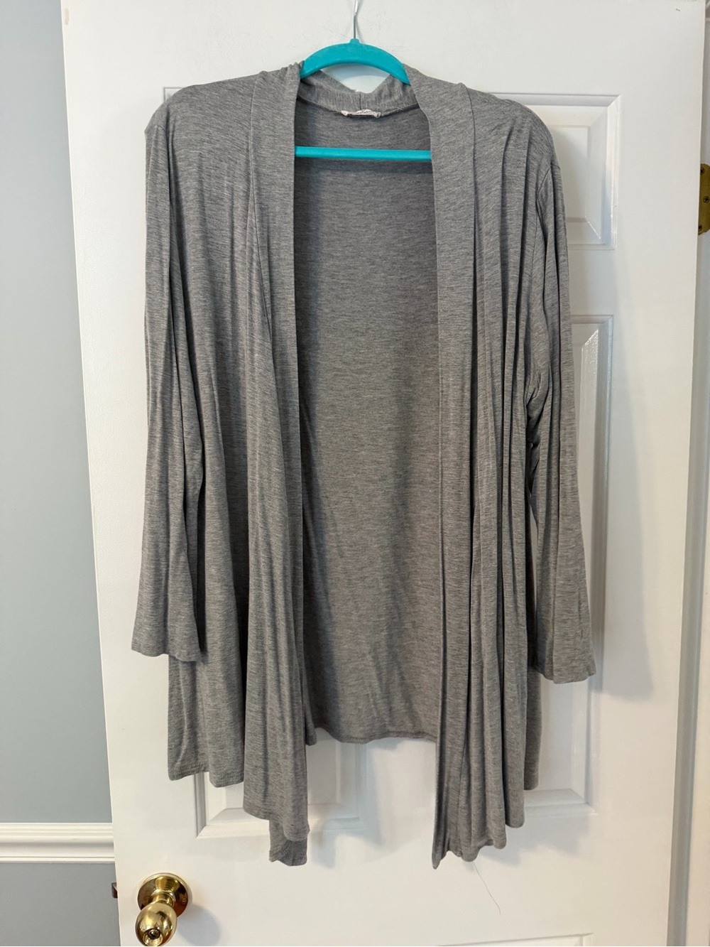 Open-Front Lightweight Gray Draped Cardigan